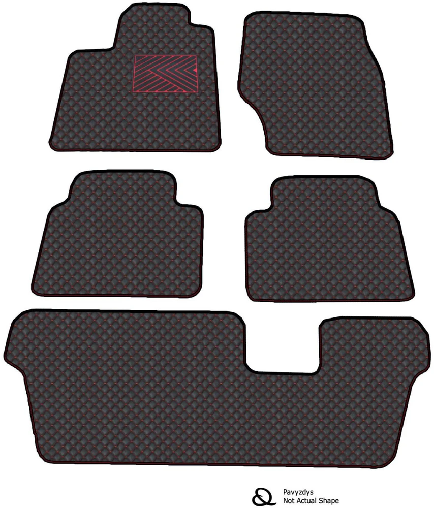 Eko odos kilimėliai QuiltyMats SUBARU B9 TRIBECA 2005-2014m. (7v., I, II ir III eilės) (Juoda / raudonos siūlės)