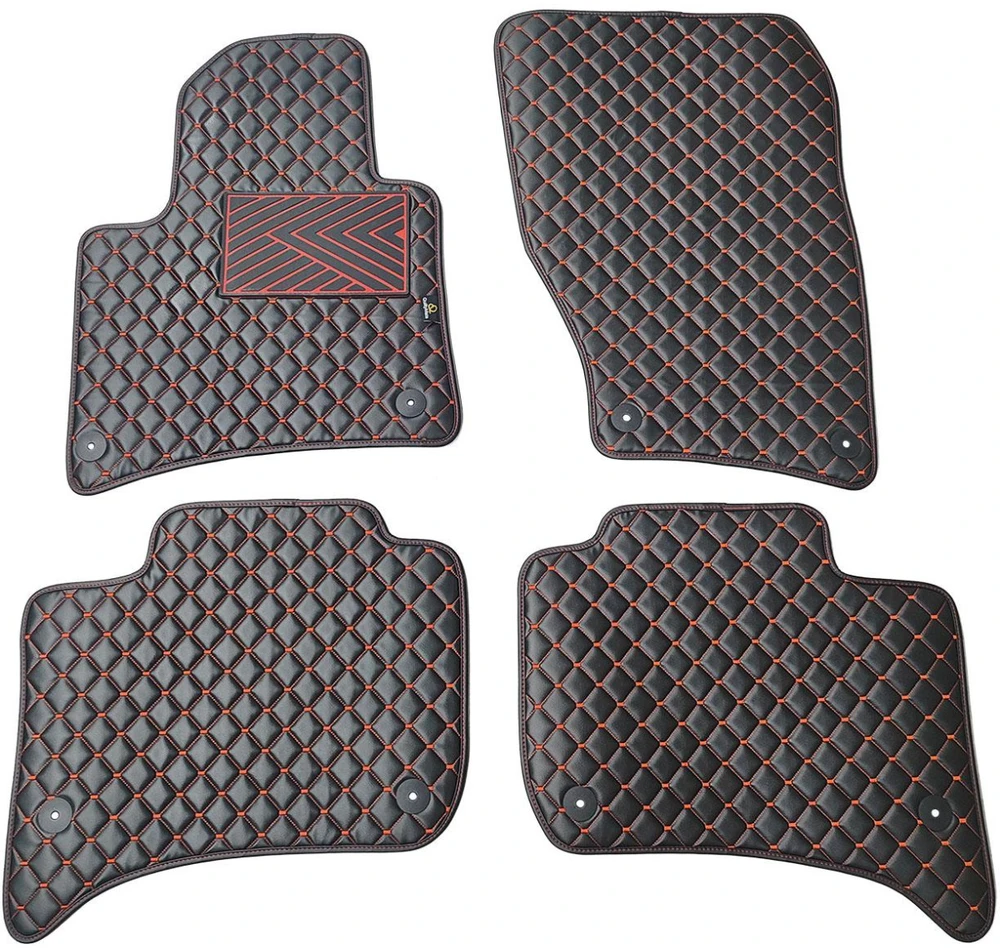 Eko odos kilimėliai QuiltyMats VOLKSWAGEN TOUAREG 2010-2018m. (Juoda / raudonos siūlės)