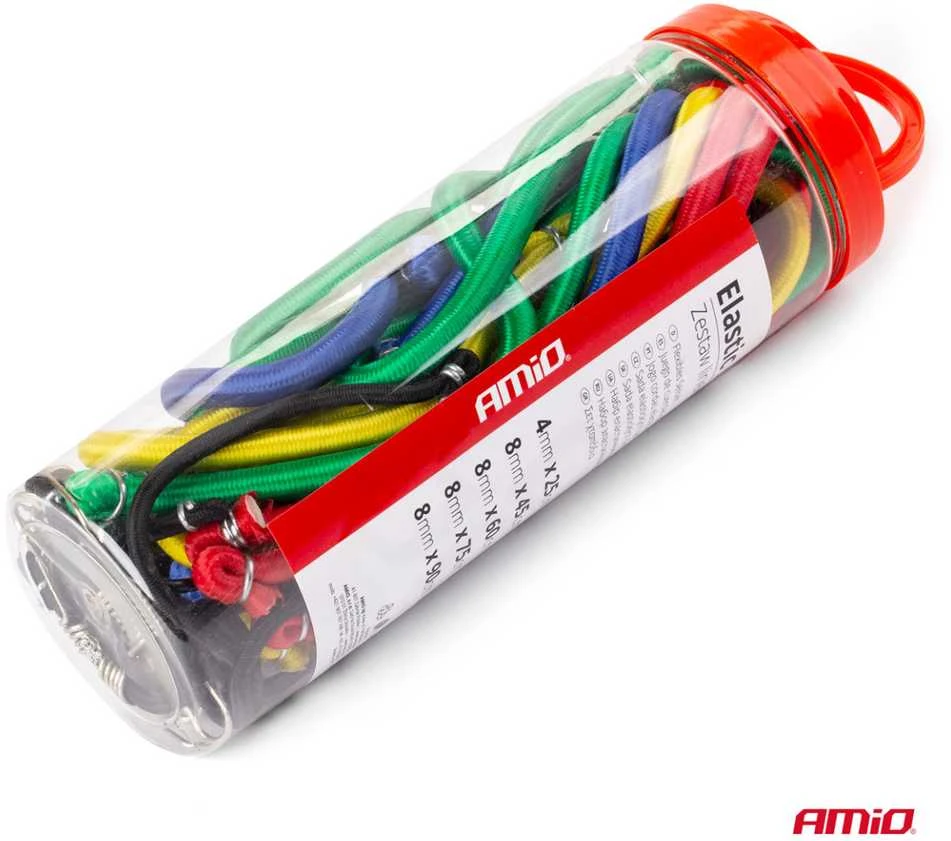 Amio ELASTINGŲ VIRVIŲ RINKINYS 12VNT 90CM BSTRAP-11