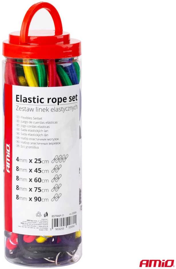Amio ELASTINGŲ VIRVIŲ RINKINYS 12VNT 90CM BSTRAP-11