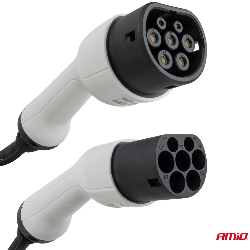 Elektromobilio įkrovimo kabelis Type 2 – Type 2, 3 fazių, 22 kW, 5 m, AMIO-04972