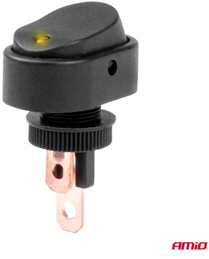 Elipsinis jungiklis su geltonu apšvietimu 12/24V max 30A ON/OFF AMIO-03088