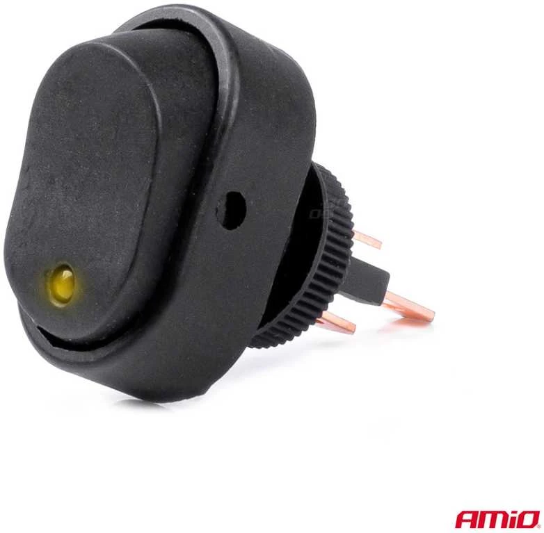 Elipsinis jungiklis su geltonu apšvietimu 12/24V max 30A ON/OFF AMIO-03088