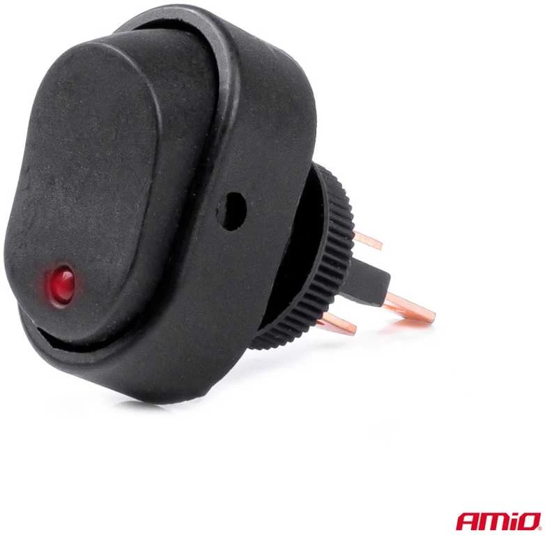 Elipsinis jungiklis su raudonu apšvietimu 12/24V max 30A ON/OFF AMIO-03089