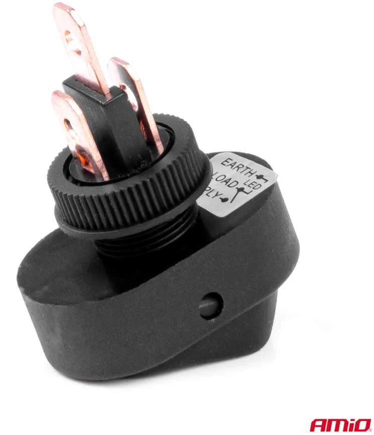 Elipsinis jungiklis su raudonu apšvietimu 12/24V max 30A ON/OFF AMIO-03089