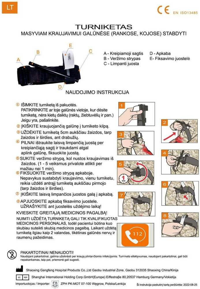 ES Turniketas kraujavimui stabdyti CE