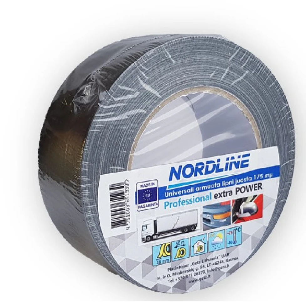 Folsen NORDLINE PREMIUM armuota audinio juosta, atspari drėgmei, pilka, 48mmX50m