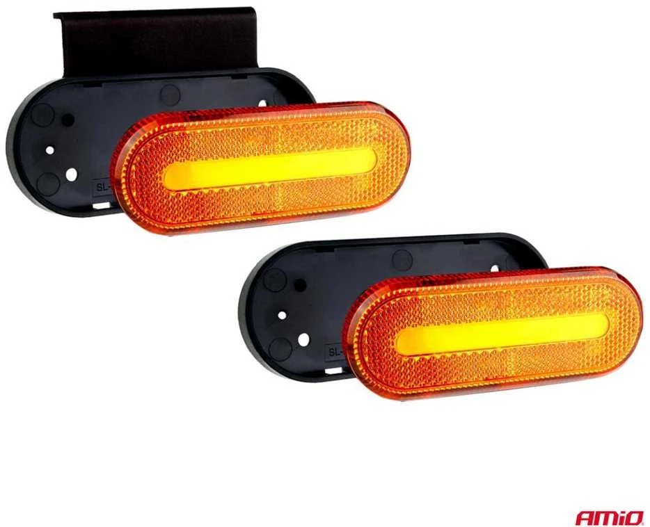 Gabaritinis LED žibintas AMiO OM-01-O ovalus, oranžinis