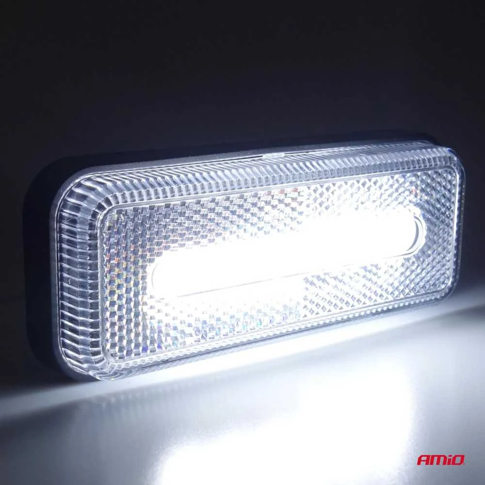 Gabaritinis LED žibintas AMiO OM-02-W, stačiakampis, baltas