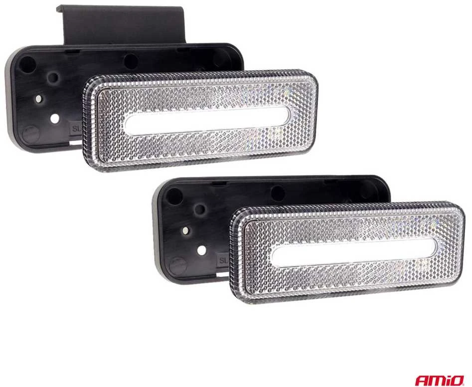 Gabaritinis LED žibintas AMiO OM-02-W, stačiakampis, baltas