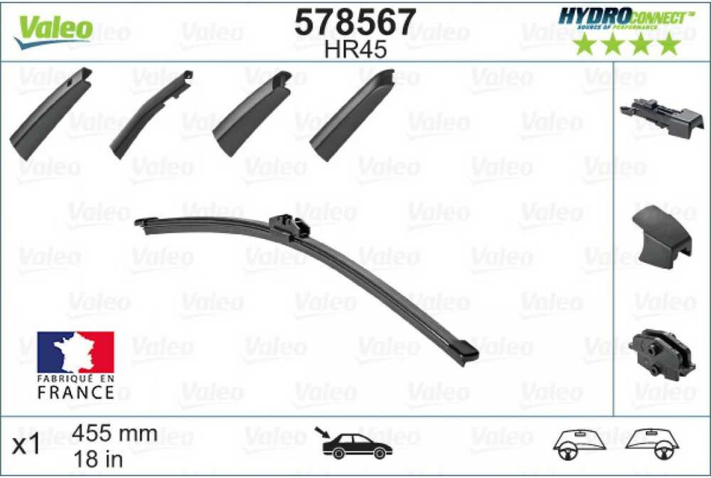 Galinis valytuvas Valeo HydroConnect HR45, 450 mm