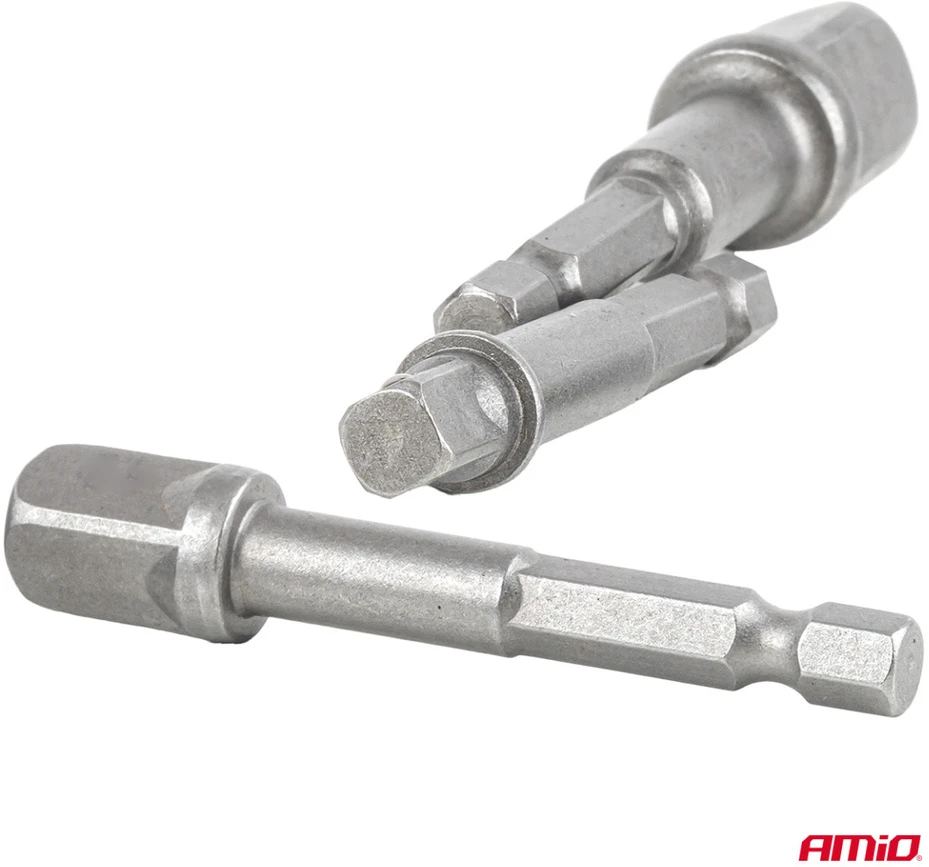 Galvučių adapterių suktuvui rinkinys, 1/4" HEX, 1/4" / 3/8" / 1/2", 3 vnt., AMIO-04933