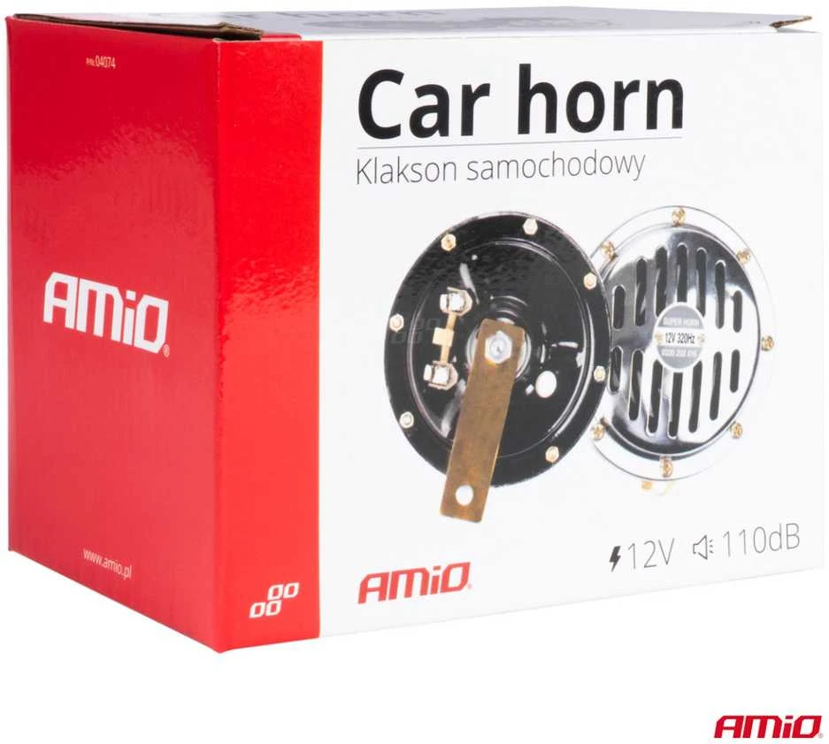 Garso signalas – chromuotas, 125 mm, 110 dB, 12V, AMIO-04074