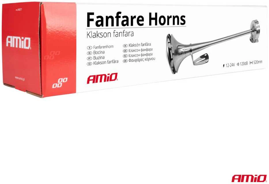 Garso signalas – chromuotas, 520 mm, 115 dB, 12/24V, HighTone, AMIO-04077