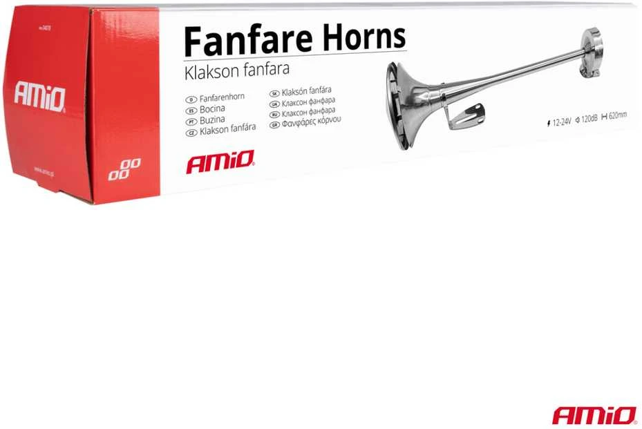 Garso signalas – chromuotas, 620 mm, 115 dB, 12/24V, LowTone, AMIO-04078