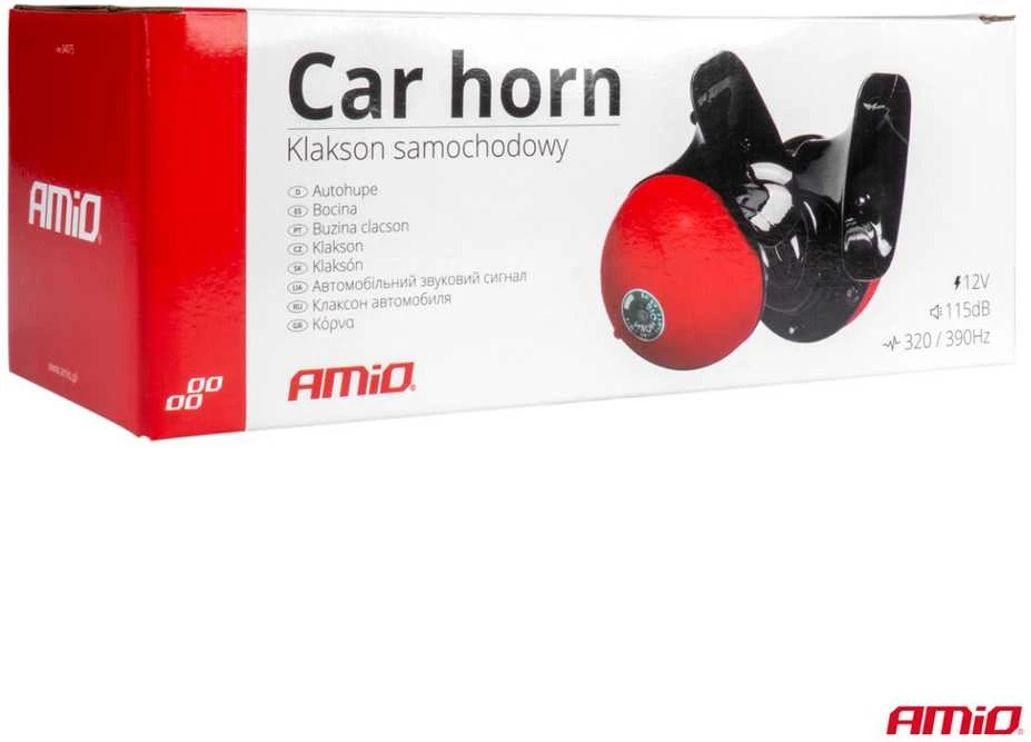 Garso signalų rinkinys – raudonas, 2 vnt., 125 mm, 110 dB, 12V, AMIO-04075