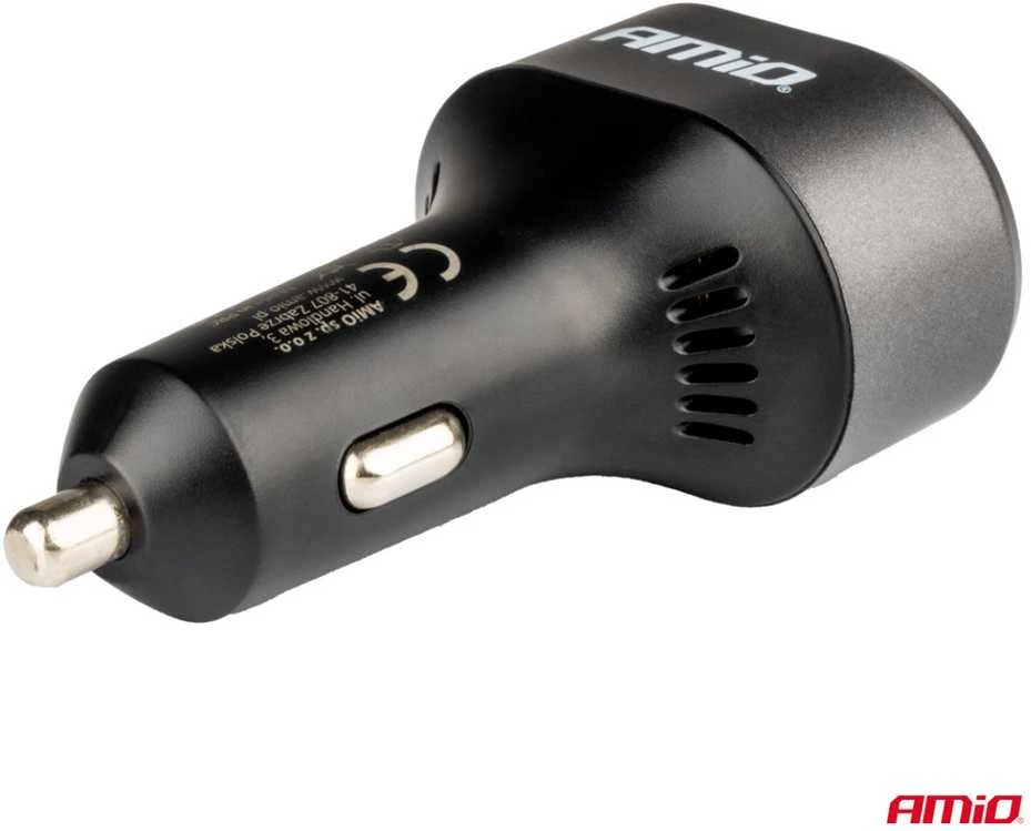 Greitas automobilinis įkroviklis QC 3.0 PD 65W + PD 20W AMIO-04177