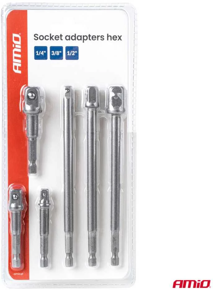HEX galvučių adapterių rinkinys 1/4", 3/8", 1/2" AMIO-04781