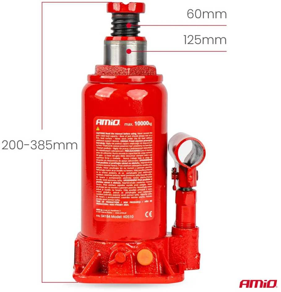 Hidraulinis stulpinis keltuvas 10 t, PVC dėžė AMIO-04184