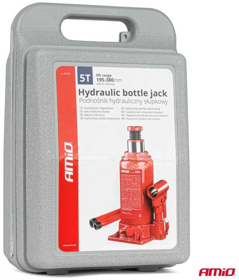 Hidraulinis stulpinis keltuvas 5 t, PVC dėžė AMIO-04183