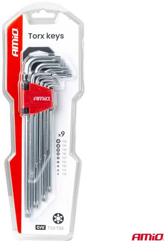 Ilgieji TORX raktai, 230 mm, 9 vnt. TKL AMIO-01039