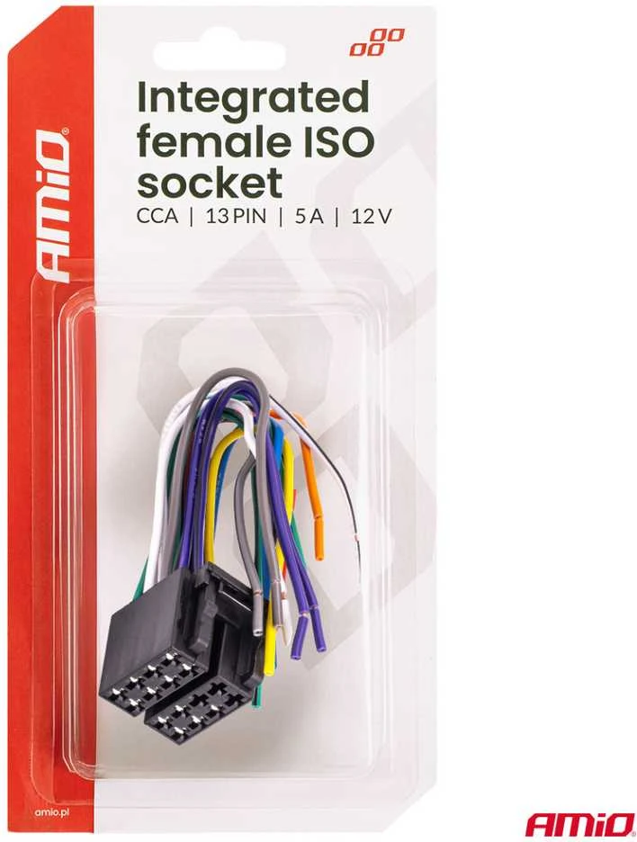 Integruota ISO CCA 13 PIN moteriška jungtis, 5A, 12V, AMIO-04441