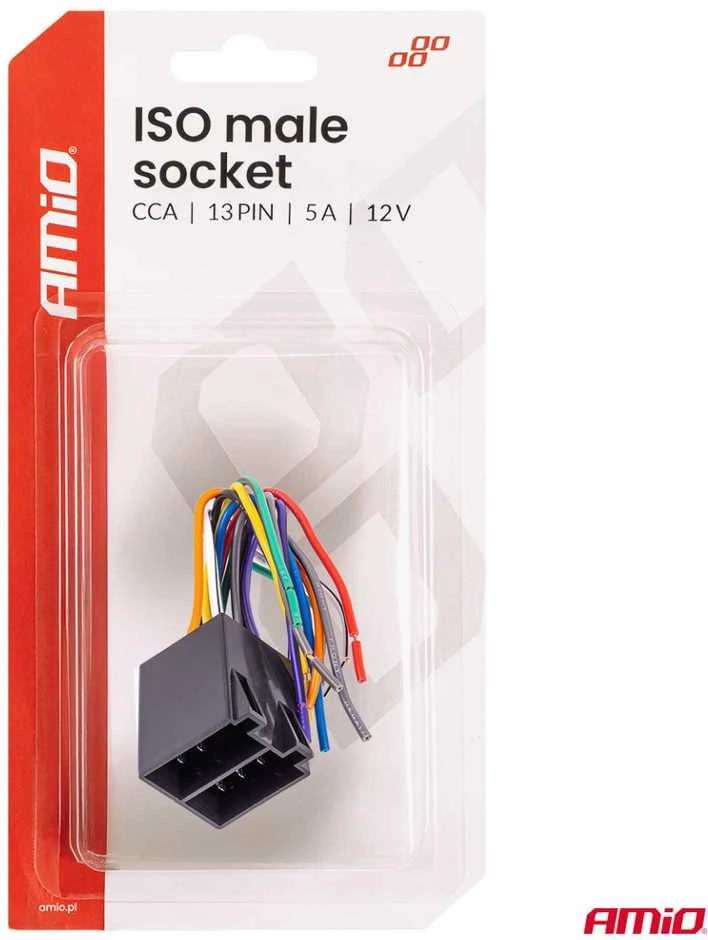 Integruota ISO CCA 13 PIN vyriška jungtis, 5A, 12V, AMIO-04445