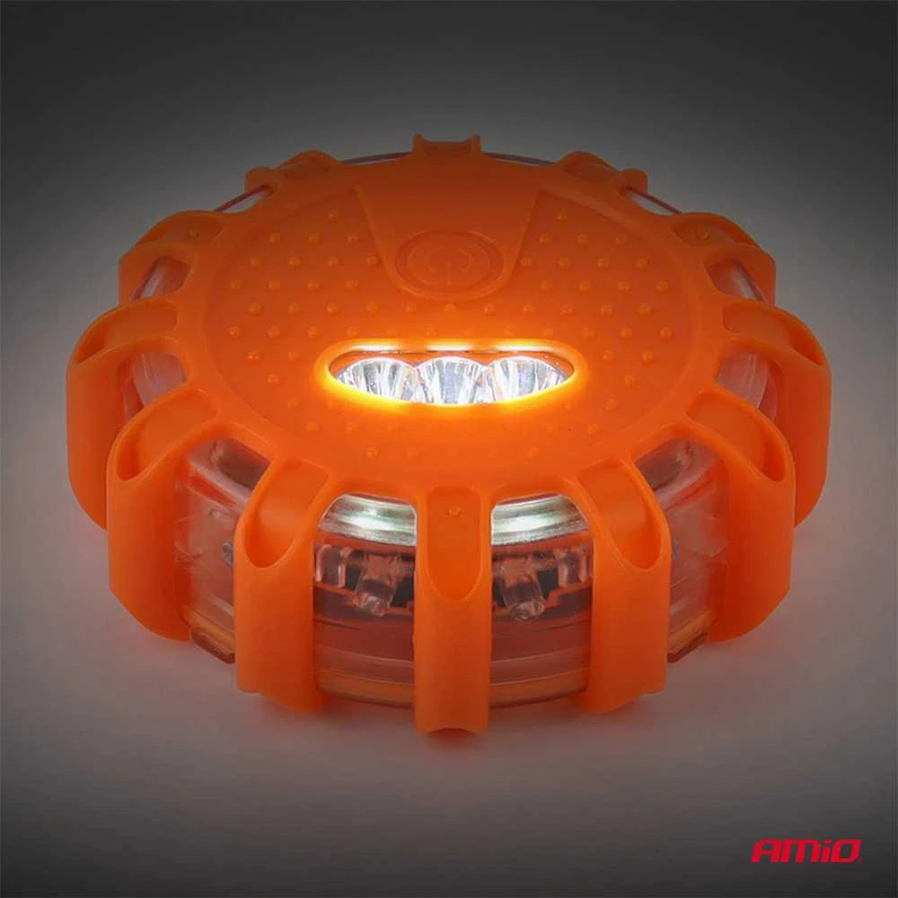 Įspėjamoji LED lemputė automobiliui, 12+3 SMD, 650 mAh, raudona, su akumuliatoriumi AMIO-04673