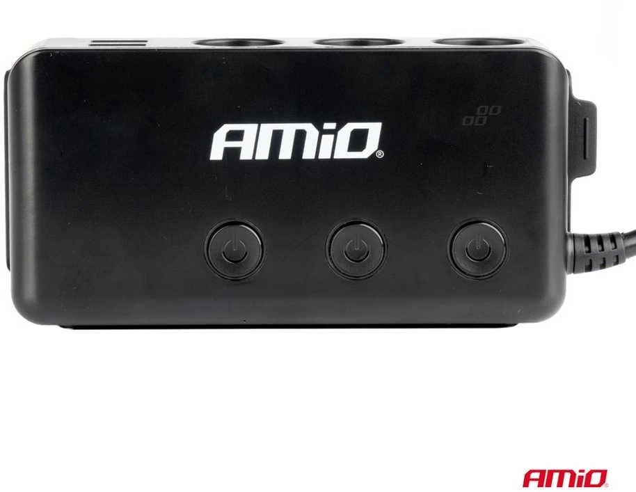 Išplėtimo lizdas su voltmetru, USB ir USB-C 12–24 V, AMIO-03781