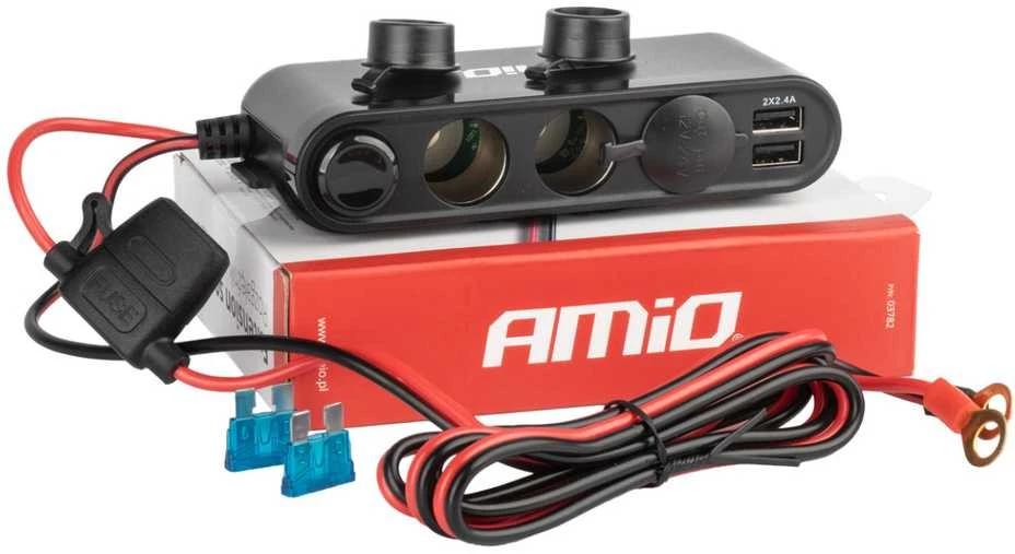 Išplėtimo lizdas su voltmetru, USB ir USB-C 12–24 V, AMIO-03782