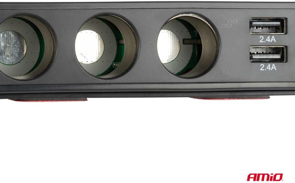 Išplėtimo lizdas su voltmetru, USB ir USB-C 12–24 V, AMIO-03781