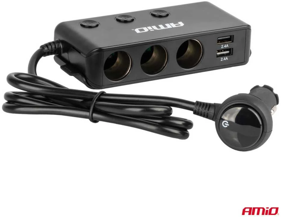 Išplėtimo lizdas su voltmetru, USB ir USB-C 12–24 V, AMIO-03781