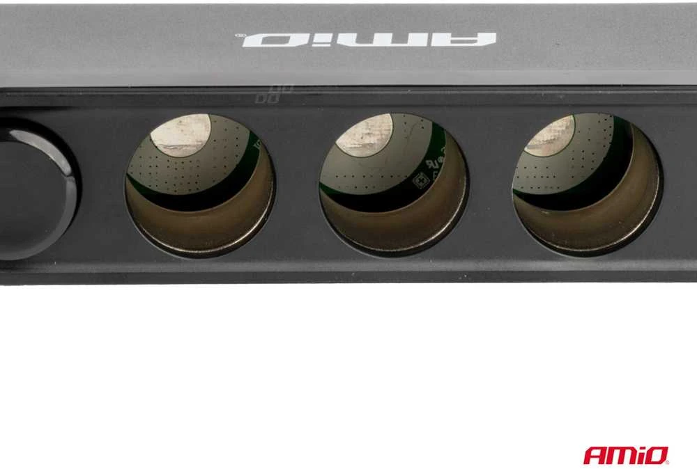 Išplėtimo lizdas su voltmetru, USB ir USB-C 12–24 V, AMIO-03782