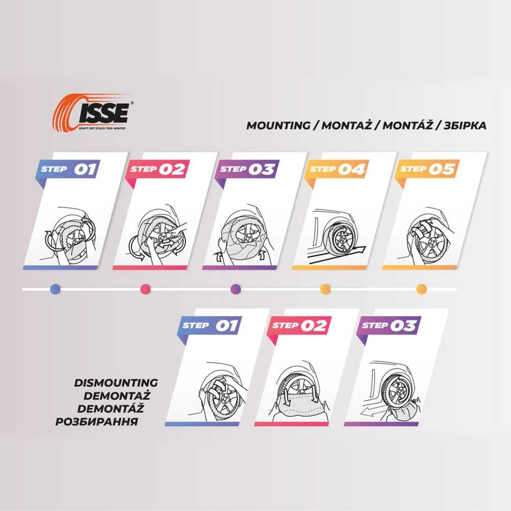 Amio Isse Tekstilinės sniego grandinės Easysock, M, 2 vnt.