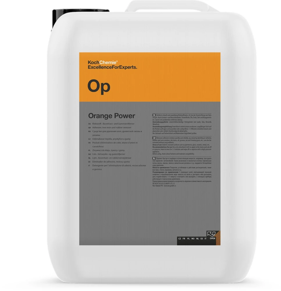 KOCH CHEMIE Adhesive&Rubber Remover Oranžinis Power Op, klijų, dervų ir kramtomos gumos valiklis, 10L