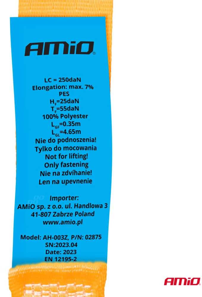 Krovinių tvirtinimo diržas su įtempikliu 500 kg, 5 m x 25 mm, BELT-07 AMIO-02875