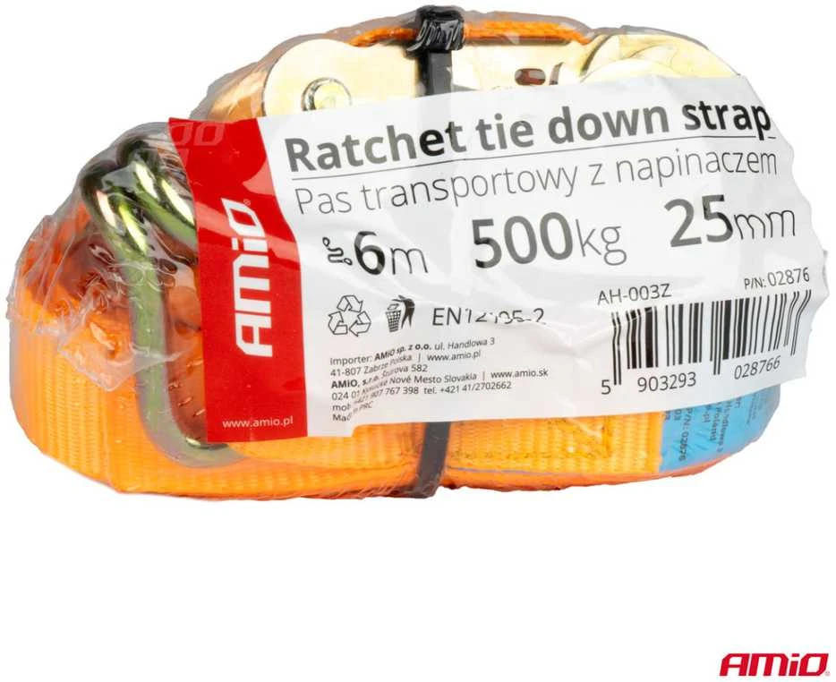 Krovinių tvirtinimo diržas su įtempikliu 500 kg, 6 m x 25 mm, BELT-08 AMIO-02876