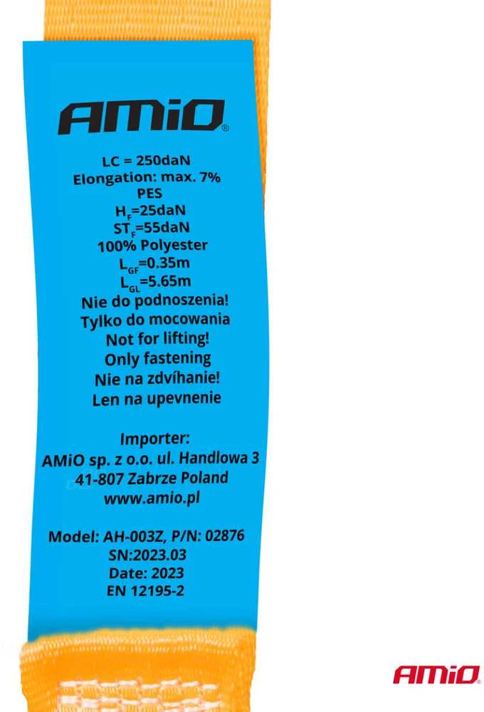 Krovinių tvirtinimo diržas su įtempikliu 500 kg, 6 m x 25 mm, BELT-08 AMIO-02876
