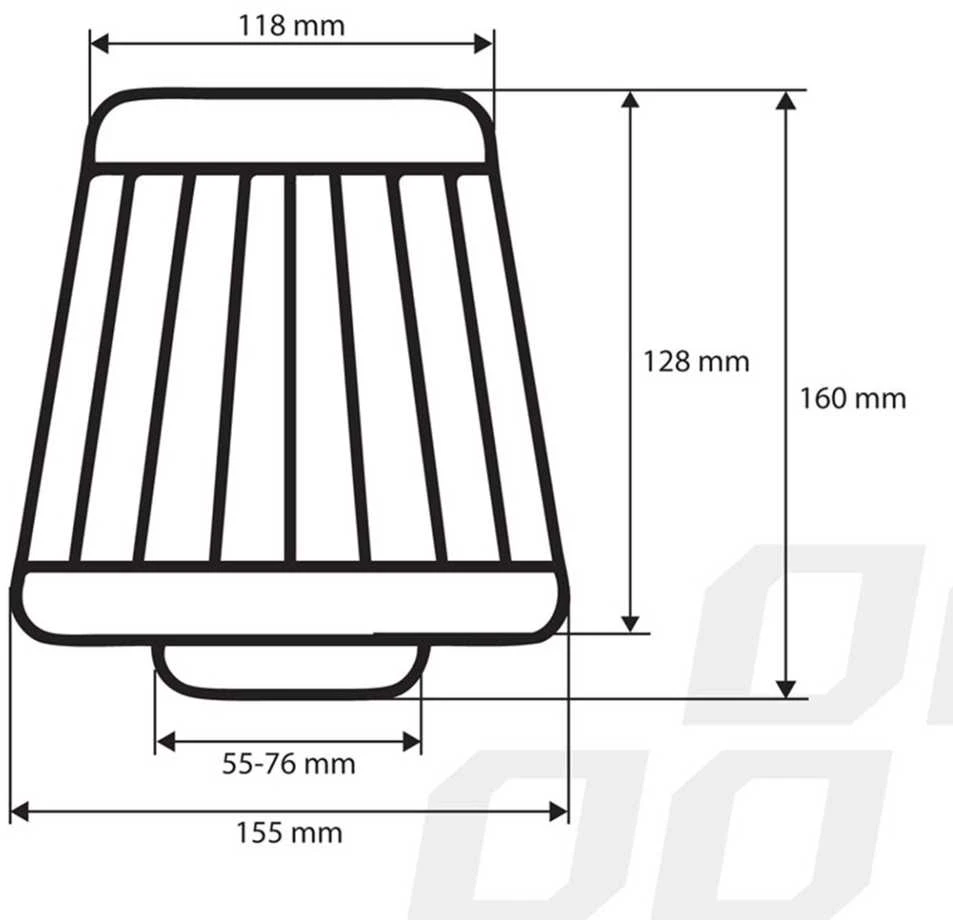 Kūginis oro filtras automobiliui, universalus, raudonas/chromuotas, su 3 adapteriais, AMIO-01282