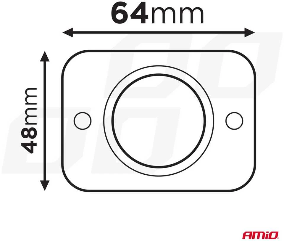 Kvadratinis atsparus vandeniui telefono įkroviklis su raudonu LED apšvietimu, 2xUSB 12/24V AMIO-04230