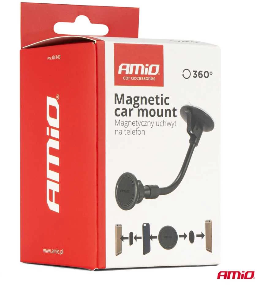 Lankstus magnetinis laikiklis automobiliui ant priekinio stiklo AMiO-04143