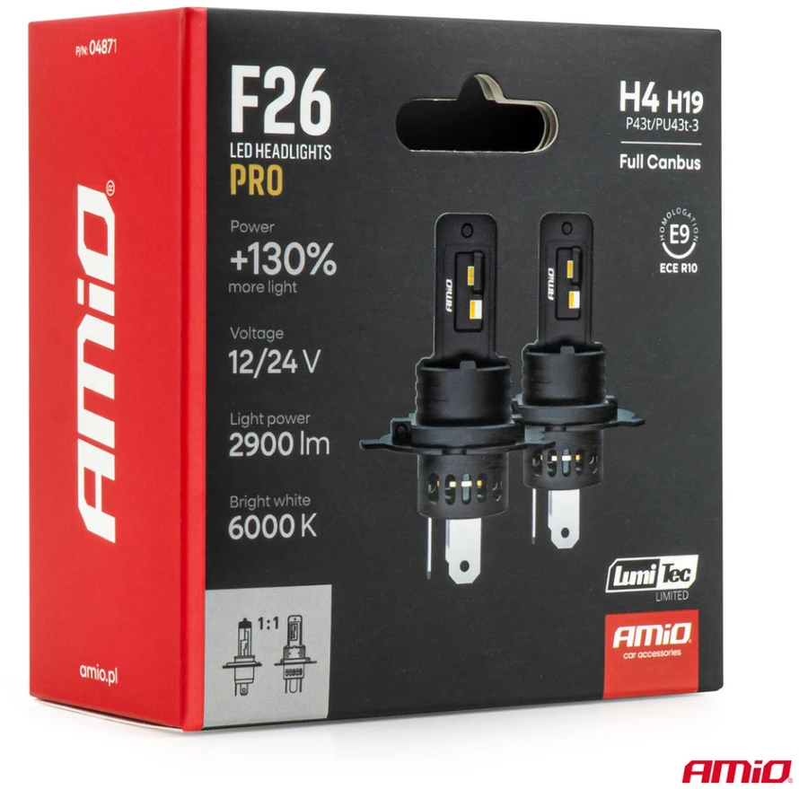LED automobilinės lemputės H4/H19 F26 PRO LumiTec LIMITED +130% DUO FULL CANBUS 12V/24V AMIO-04871