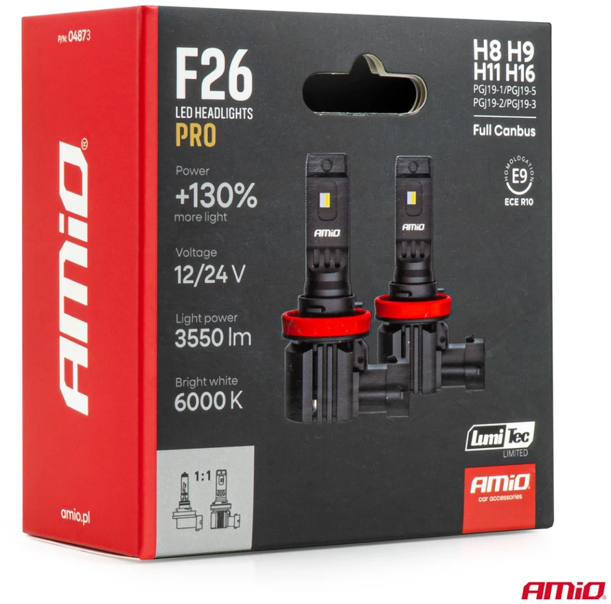 LED automobilinės lemputės H8/H9/H11/H16 F26 PRO LumiTec LIMITED +130% DUO FULL CANBUS 12V/24V AMIO-04873