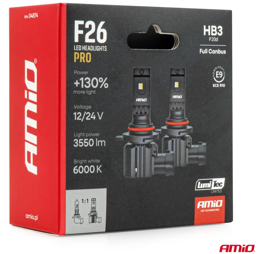 LED automobilinės lemputės HB3 F26 PRO LumiTec LIMITED +130% DUO FULL CANBUS 12V/24V AMIO-04874