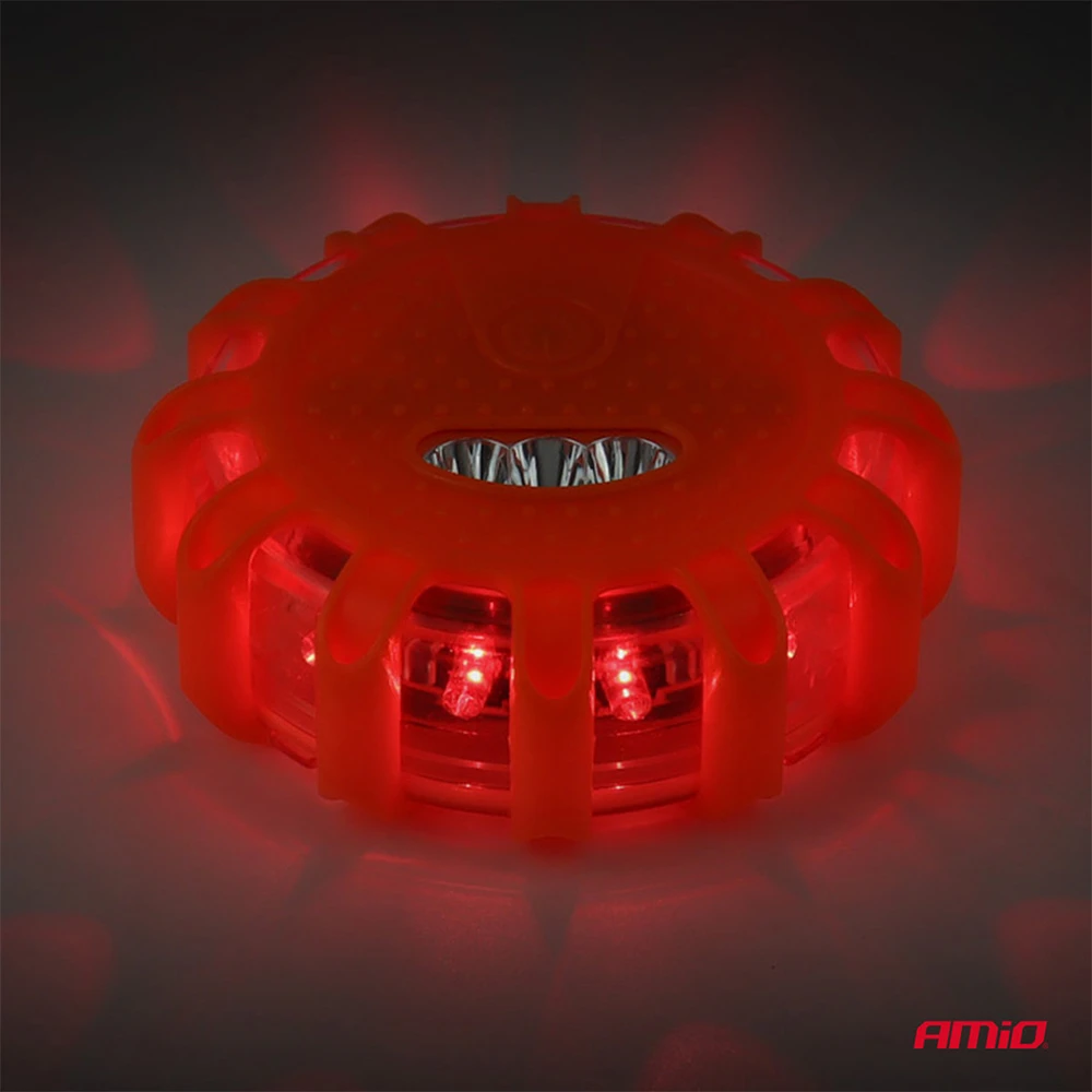 LED avarinės lempos su žibintuvėlio funkcija 12SMD+3SMD, rinkinys 10 vnt. AMIO-04672