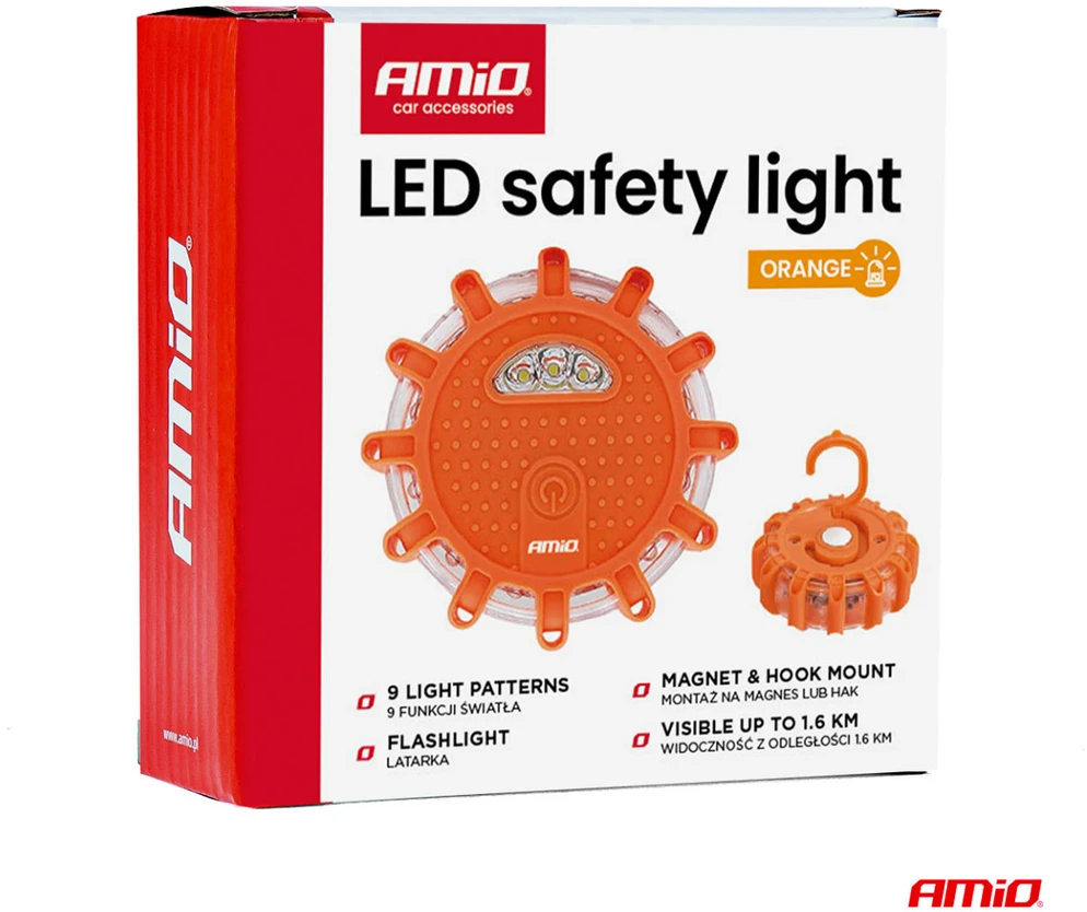LED avarinis šviestuvas su žibintuvėlio funkcija, 12 SMD + 3 SMD, 3×AAA, IP65 AMIO-04828