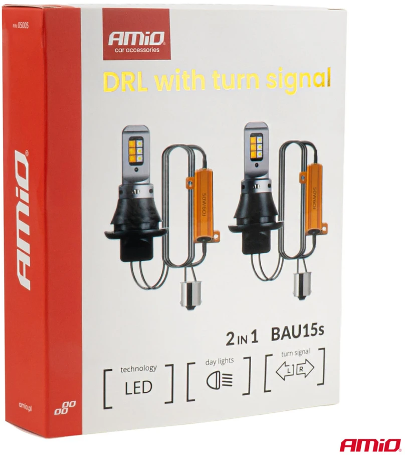 2 w1 światła dzienne led + kierunkowskazy drl canbus 1156 3535 12smd 12v 24v amio-05005