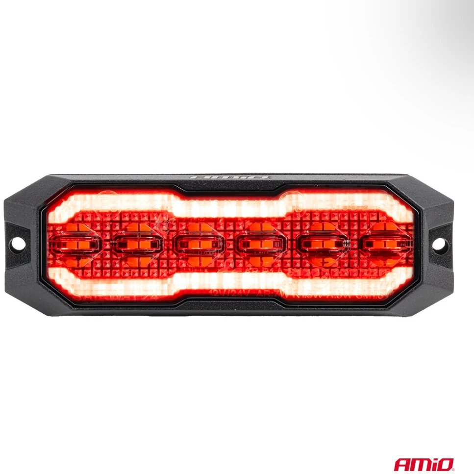 LED gabaritinė įspėjamoji lempa su raudona pozicine šviesa R65 R148 12V/24V 24W AMIO-04863