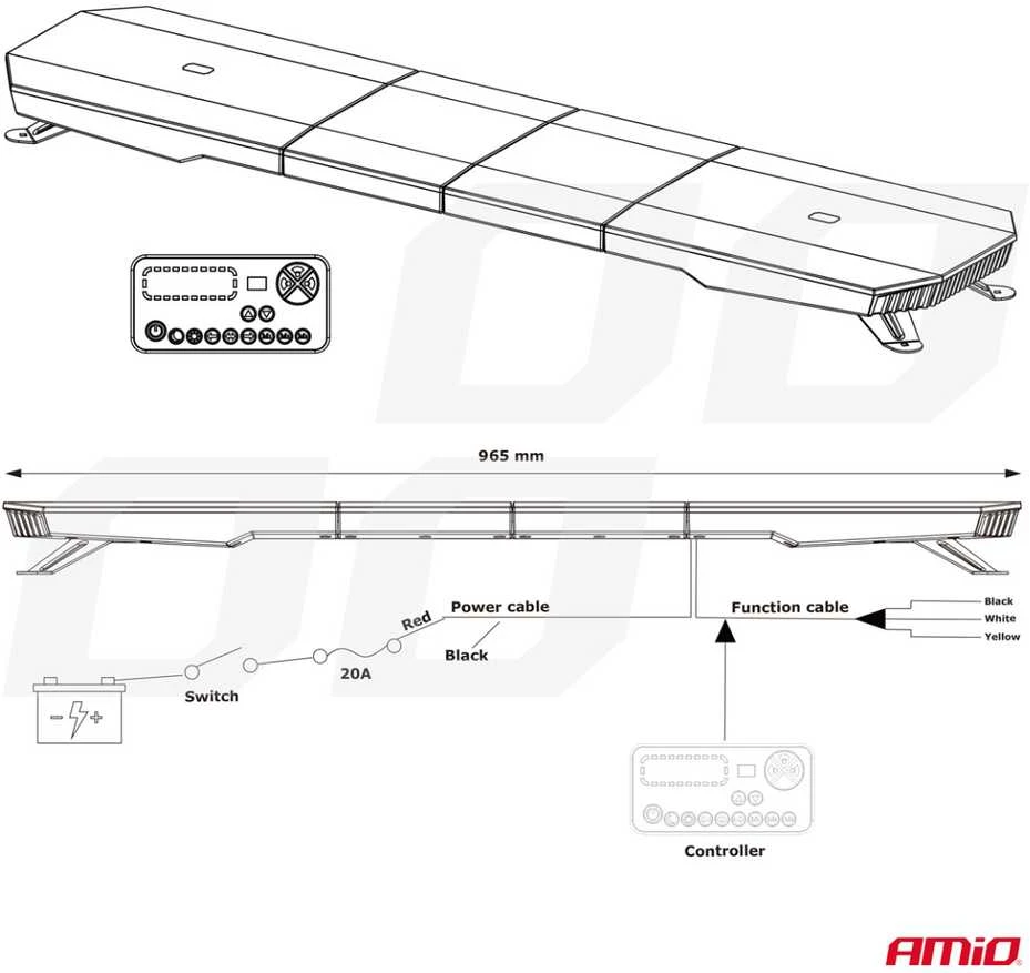 LED įspėjamasis žibintas 180 LED 1372mm AMIO-03345