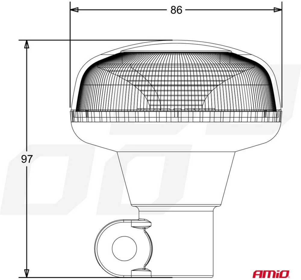 LED įspėjamoji lempa 18 LED R65 R10 12V 24V W21p AMIO-02922